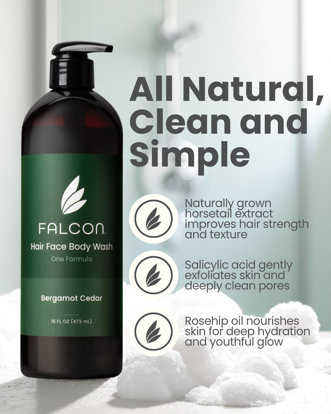 Bergamot & Cedar Hair Face Body Wash