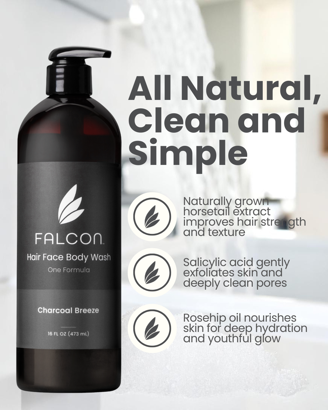 Charcoal Breeze Hair Face Body Wash