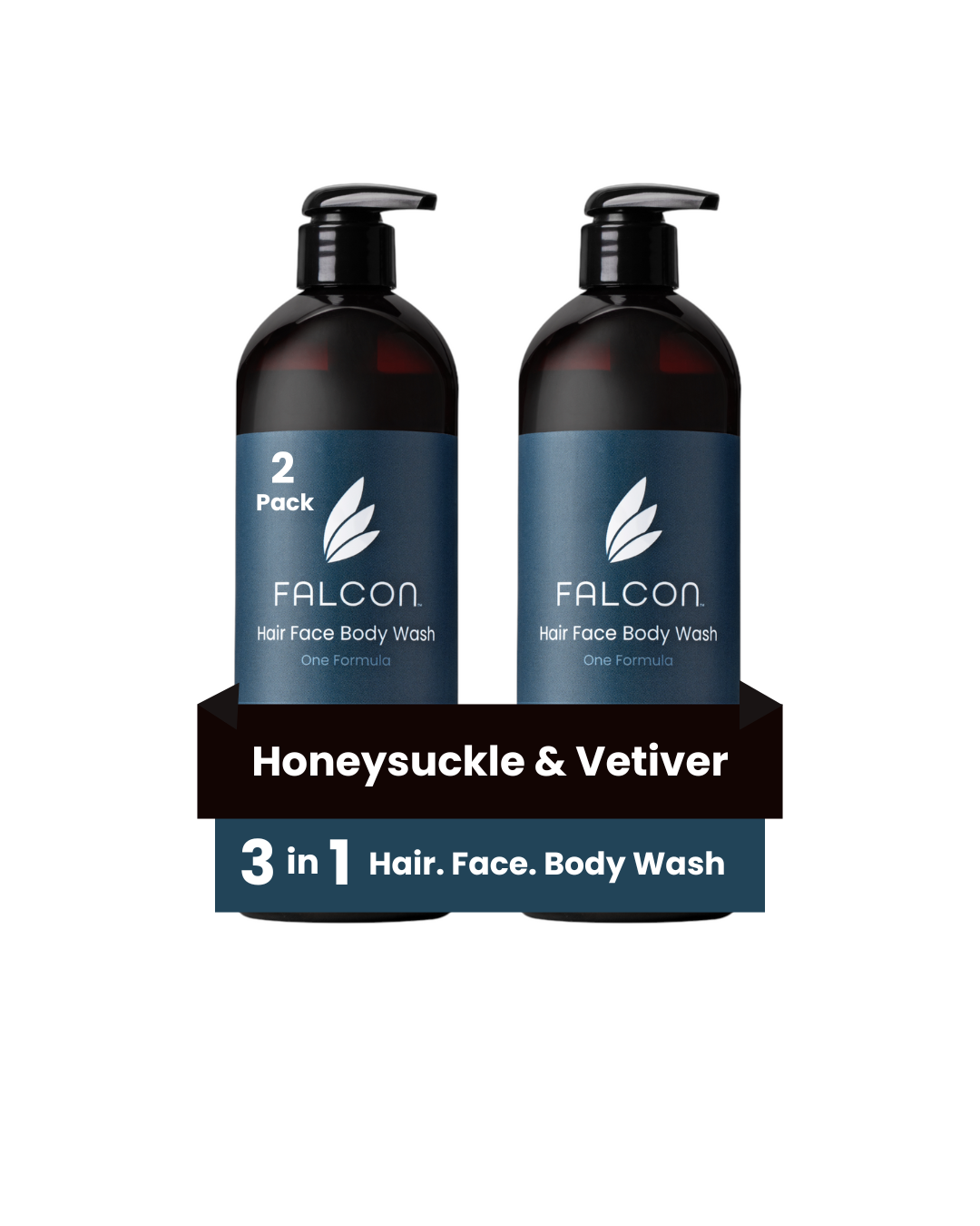 Honeysuckle Vetiver Hair Face Body Wash Bundle 2-Pack