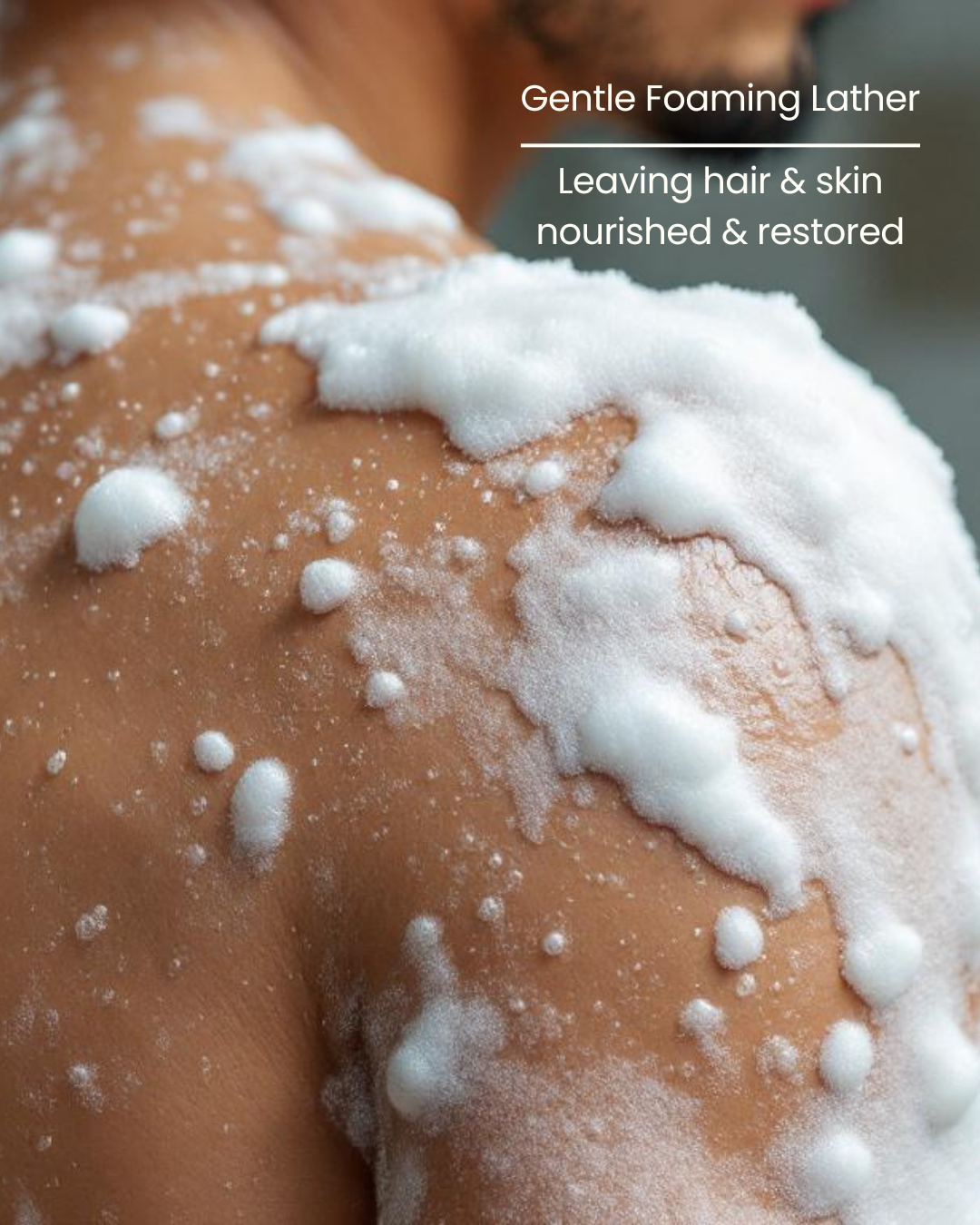 Premium men’s body wash with a clean foaming lather that revitalizes skin and hair for a fresh, confident feel.