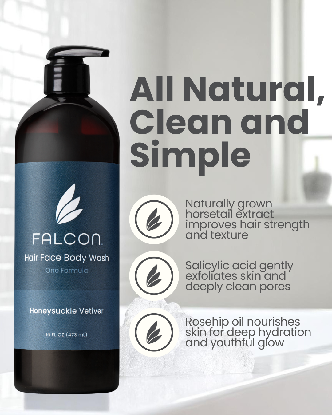 Honeysuckle Vetiver Hair Face Body Wash