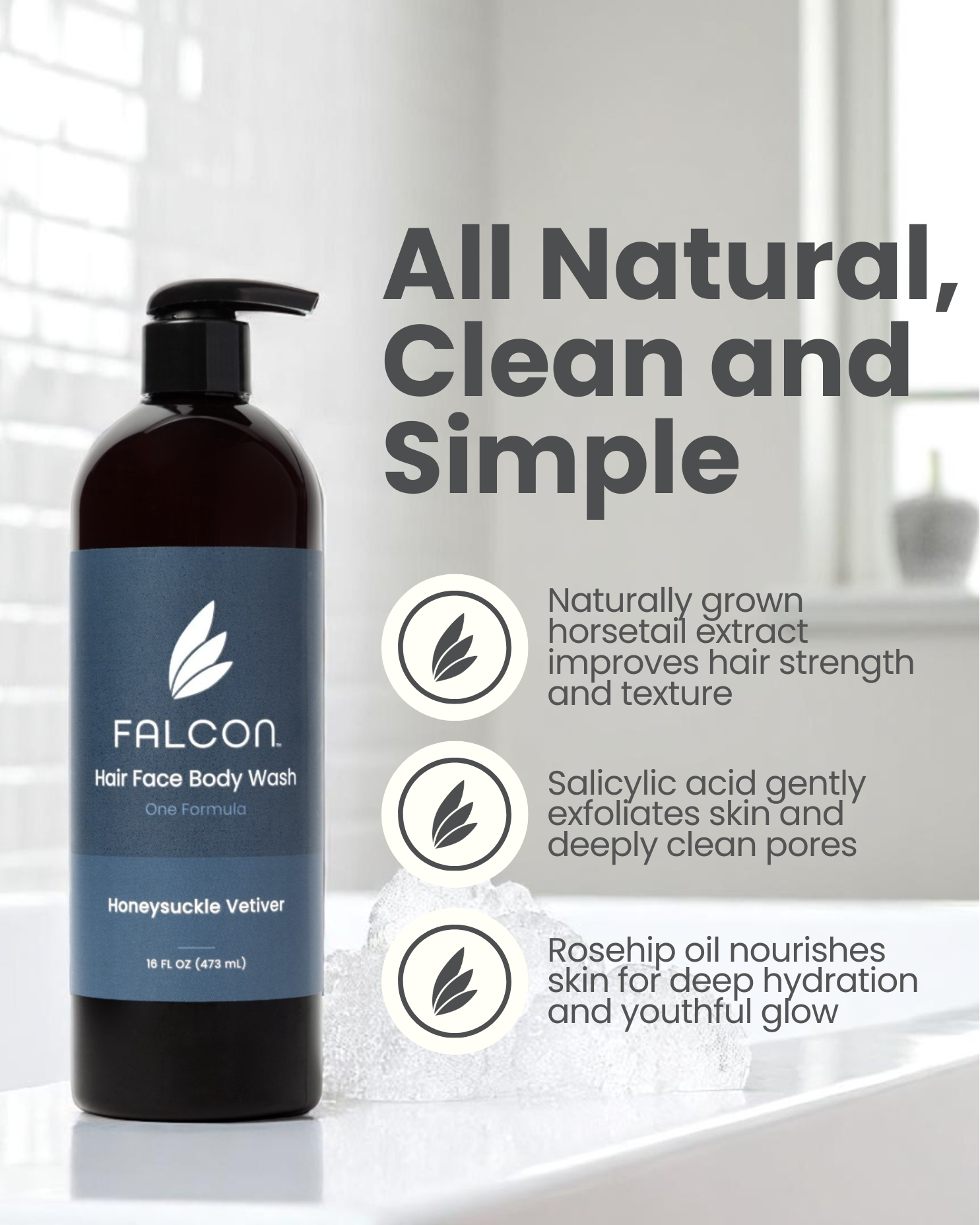 Honeysuckle Vetiver Hair Face Body Wash