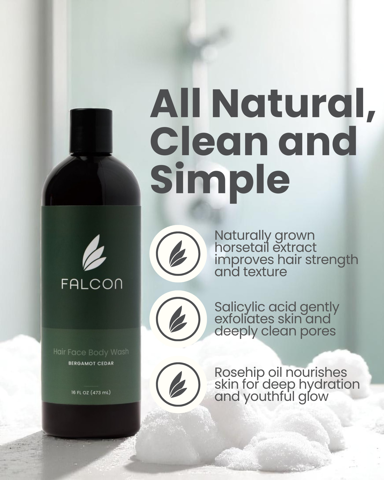 Bergamot & Cedar Hair Face Body Wash