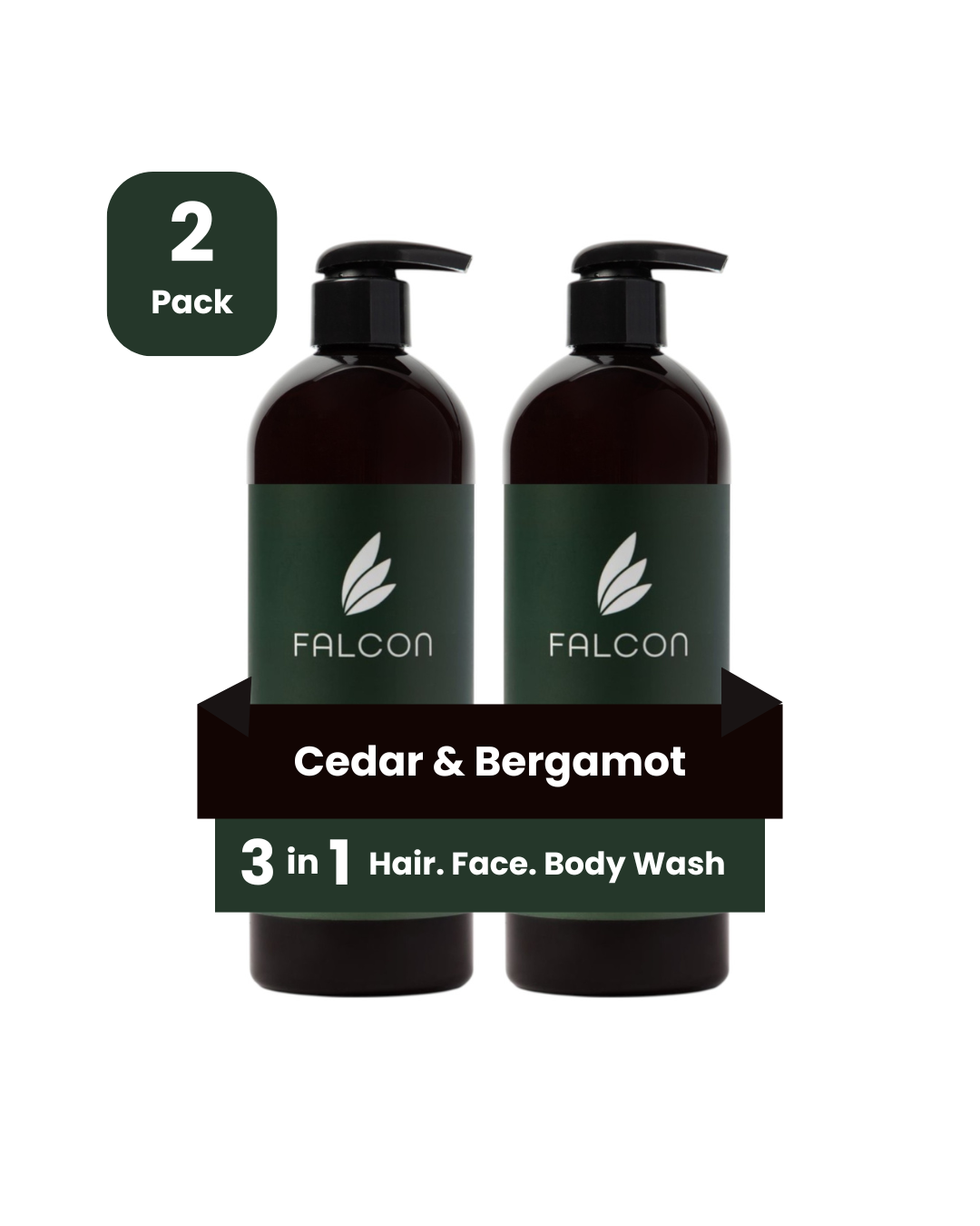 Bergamot &amp; Cedar Hair Face Body Wash Bundle2-Pack