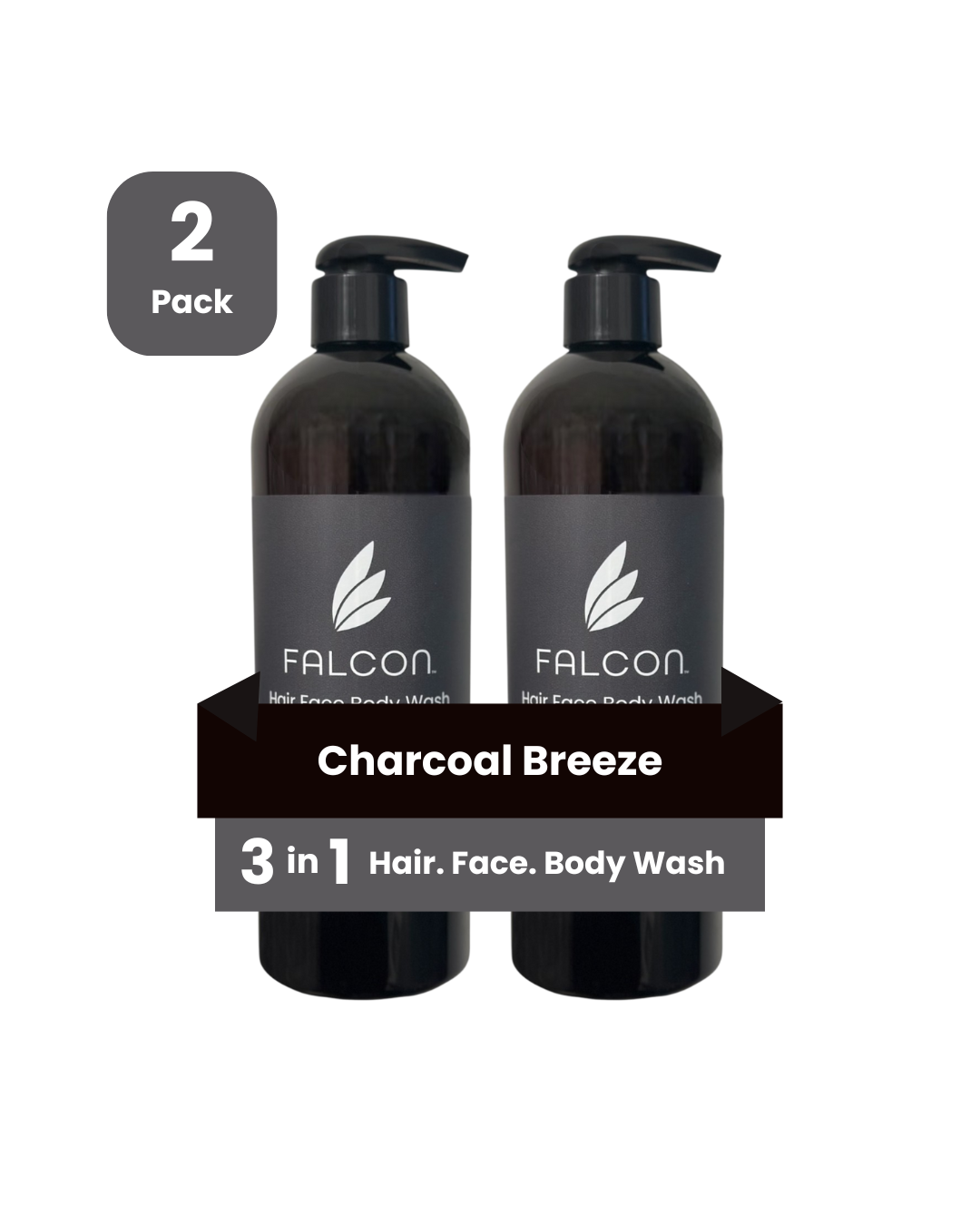 Charcoal Breeze Hair Face Body Wash Bundle 2-Pack