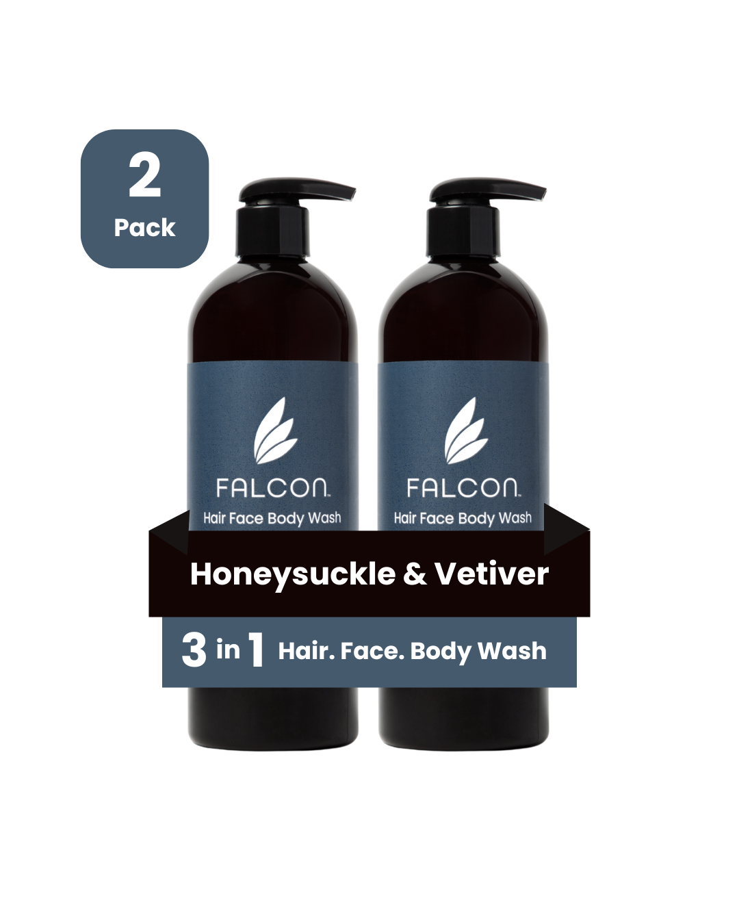 Honeysuckle Vetiver Hair Face Body Wash Bundle 2-Pack