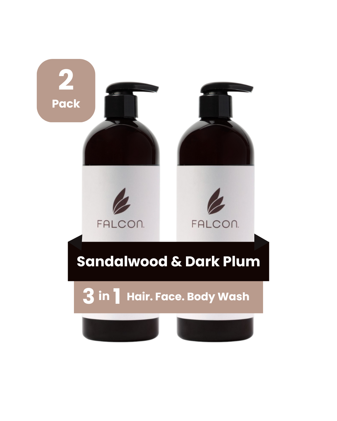 Sandalwood Dark Plum Hair Face Body Wash Bundle 2-Pack