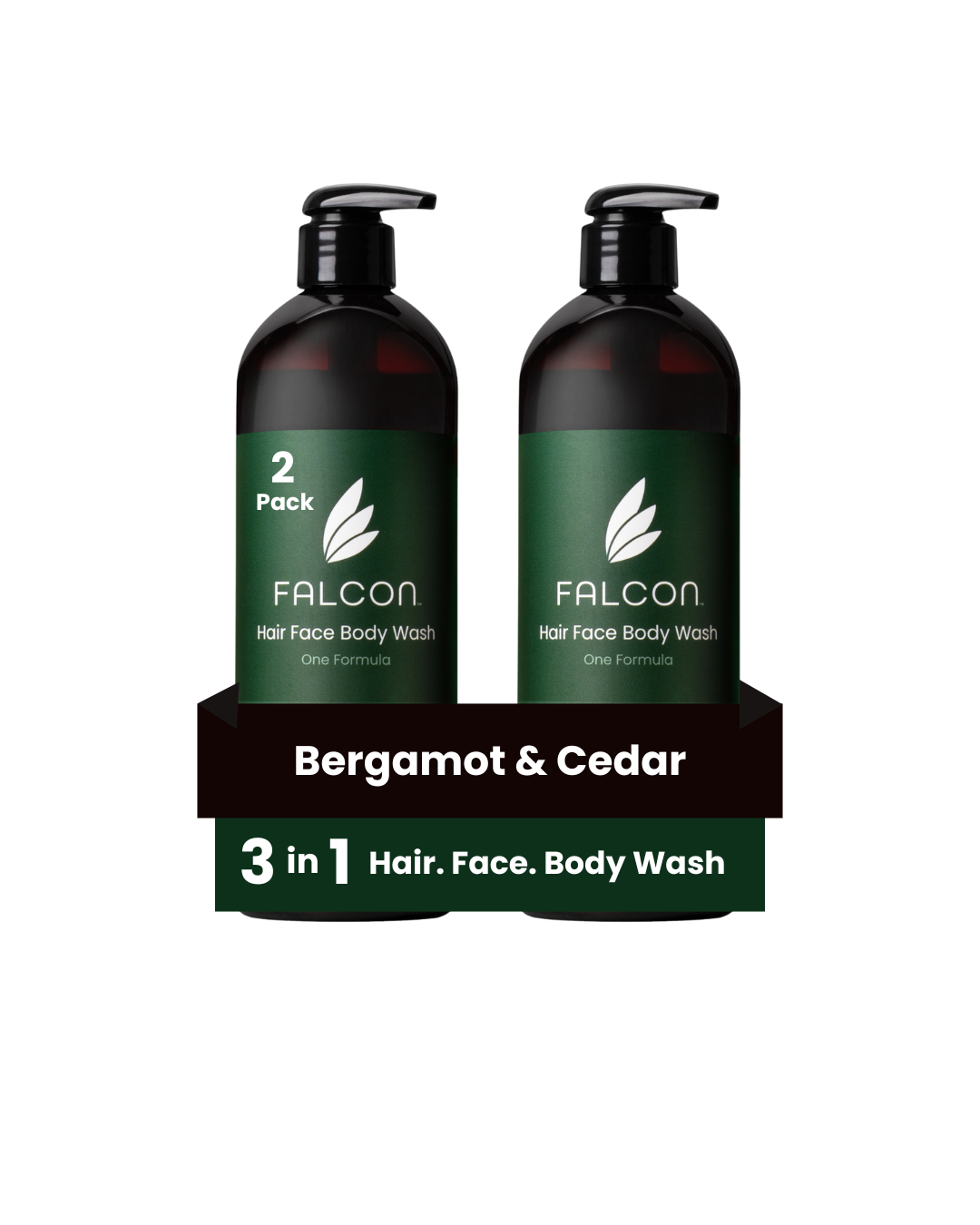 Bergamot &amp; Cedar Hair Face Body Wash Bundle2-Pack