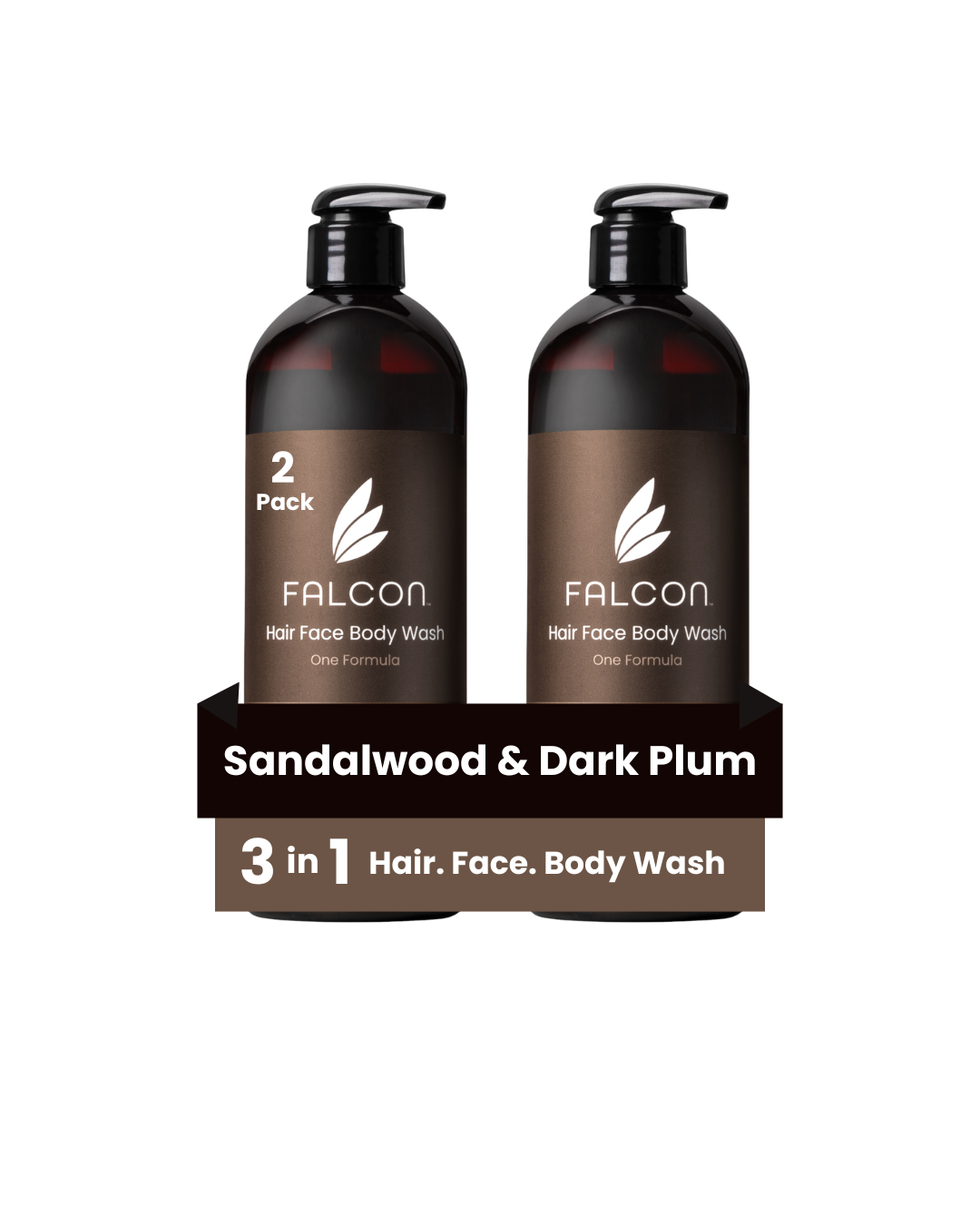 Sandalwood Dark Plum Hair Face Body Wash Bundle 2-Pack