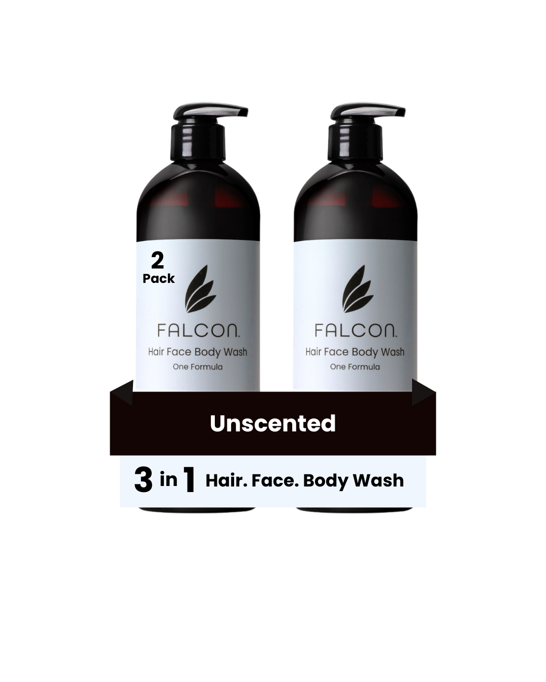 Unscented Hair Face Body Wash Bundle 2-Pack